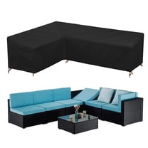 DONGPAI Patio V-Shaped Sectional Sofa Cover Waterproof Outdoor Sectional Furniture Cover Dustproof Windproof Anti-UV Garden Couch Protector
