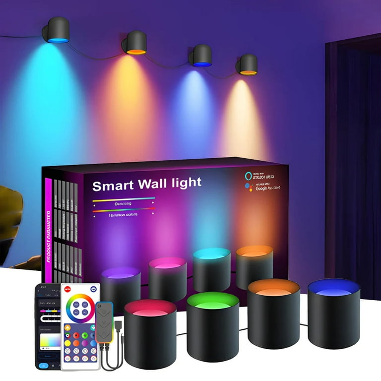 DONGPAI RGBIC Smart Wall Sconces Music Sync Multicolor LED Wall Lights Gaming Light Ambiance Light for Home Party Decor Gaming