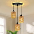 thumbnail image 1 of DONGPAI Rattan Farmhouse Pendant Lights for Kitchen Island, Boho Hand-Woven Lamp Shade Kitchen Hanging Lights Ceiling Light Fixture for Kitchen, Dining Room, Foyer & Entryway, 1 of 9