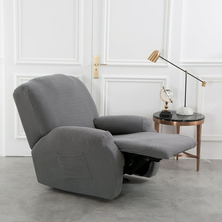 DONGPAI Recliner Covers Stretch Recliner Chair Covers 4 Pieces with Pocket Reclining Chair Furniture Covers Jacquard Recliner Slipcovers for Large