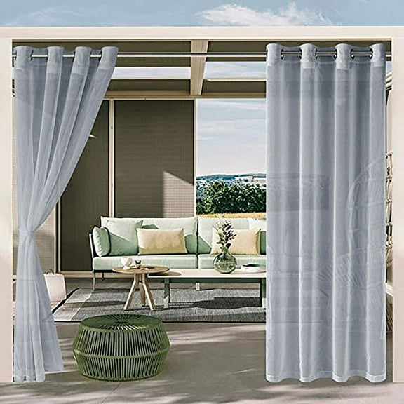 DONGPAI Sheer Indoor/Outdoor Curtains Patio Waterproof Grommet Top Curtain Voile Sheer Drape, 1 Panel