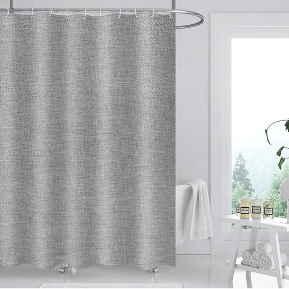 DONGPAI Shower Curtain Weighted Hem Water Repellent Linen Textured Fabric Bathroom Curtain with Hooks