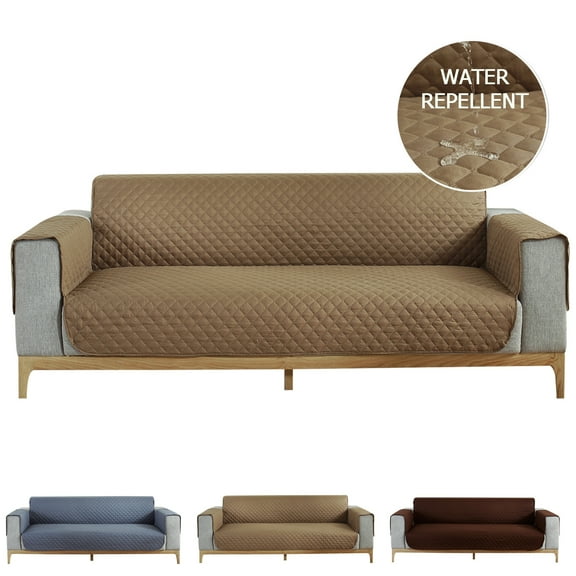 DONGPAI Sofa Slipcover Reversible Sofa Cover Water Resistant Couch Cover with Foam Sticks Elastic Straps Furniture Protector for Pets Kids Children Dog Cat, Camel