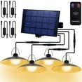 thumbnail image 1 of DONGPAI Solar Pendant Lights, 4 Head Outdoor Indoor Hanging Solar Powered Shed Lights Ceiling Lamp Waterproof Wall Mount Lighting with Remote Control for Patio Garden Yard, 1 of 8