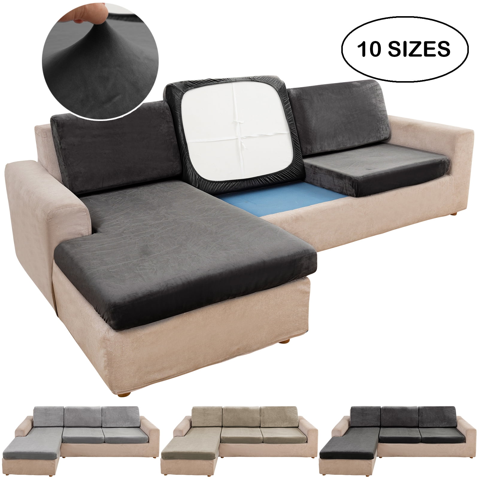 DONGPAI Stretch Couch Cushion Covers for Sectional Sofa L Shape, Extra ...