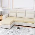 thumbnail image 1 of DONGPAI Stretch Velvet Couch Cushion Covers for Sectional Sofa L Shape, Sofa Couch Soft Seat Slipcover, Cream(for 3 Cushions,1 Piece), 1 of 7