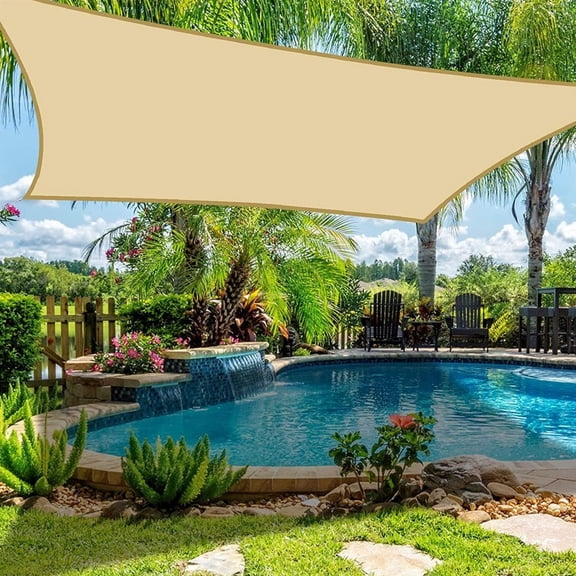 DONGPAI Sun Shade Sail Rectangle Curved Canopy, 13'x 13' Outdoor Shade Cover 95% UV Block with Free Rope for Patio Garden Backyard