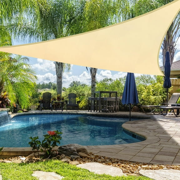DONGPAI Triangle Sun Shade Sail Curved Canopy, 6.5'x 6.5'x 6.5' Outdoor Shade Cover 95% UV Block with Free Rope for Patio Garden Backyard