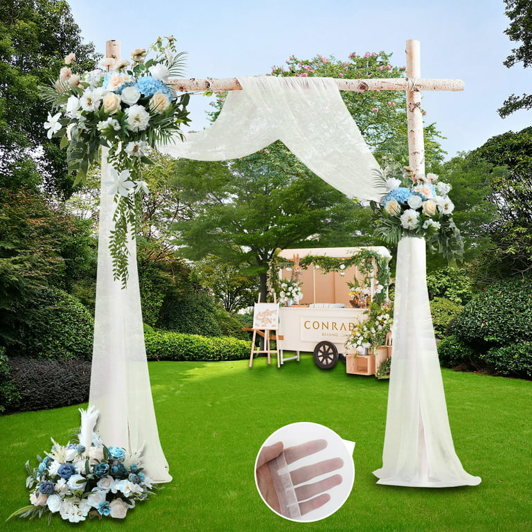 DONGPAI Wedding Arch Draping Fabric, White Wedding Arch Drapes