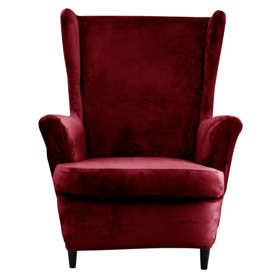DONGPAI Wingback Chair Cover, Stretch Velvet Wing Chair Slipcovers Armchair Sofa Slipcover with Elastic Bottom for Living Room Bedroom Hotel