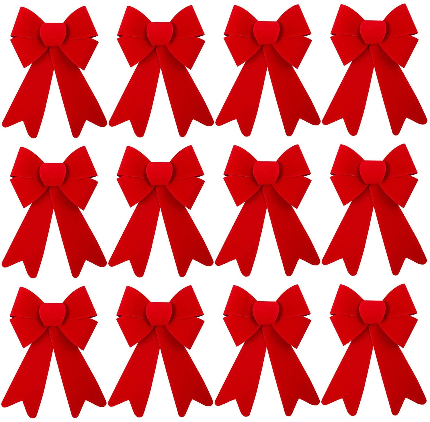 12 Pieces Red PVC and Cloth Christmas Bows for Wreaths