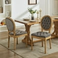 thumbnail image 1 of DONICK French Upholstered Dining Chairs,Farmhouse Round Back Tufted Solid Wood For Kitchen,Restaurant(Velvet,Gray,Set of 2), 1 of 9