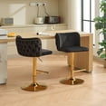 thumbnail image 1 of DONICK Swivel Counter Height Barstools,Upholstered Bar Stools Adjustable Height Nailhead Button Tufted Kitchen Island (Velvet,Black,Set of 2), 1 of 9