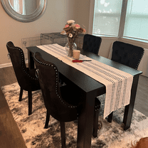 DONICK Velvet Upholstered Dining Chairs , Kitchen & Dining Room Chairs, Nailheads Tufted, Soft, Solid Wood Frame (Black, Set of 6)