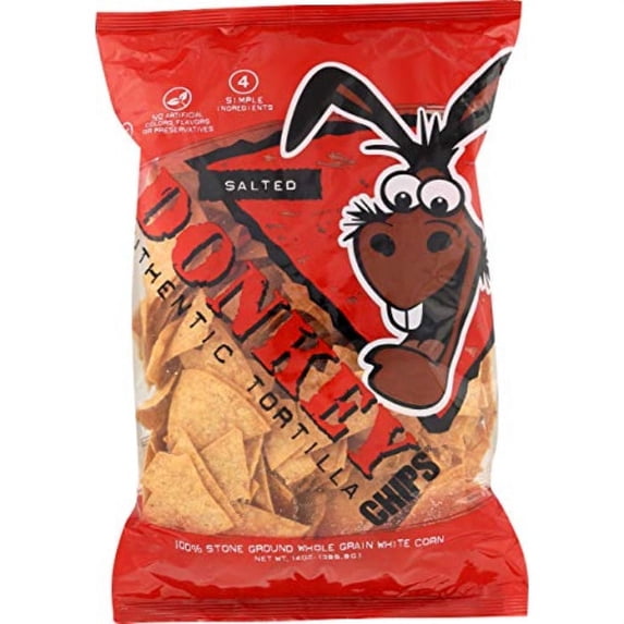 Donkey Chips - Tortilla Chips Salted - Case of 12 - 11 ounces