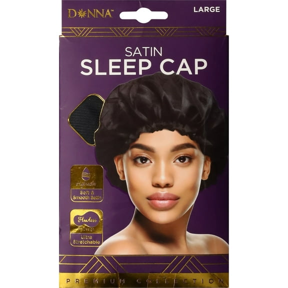 Donna Premium Collection Black Satin Sleep Cap Large 1 ea