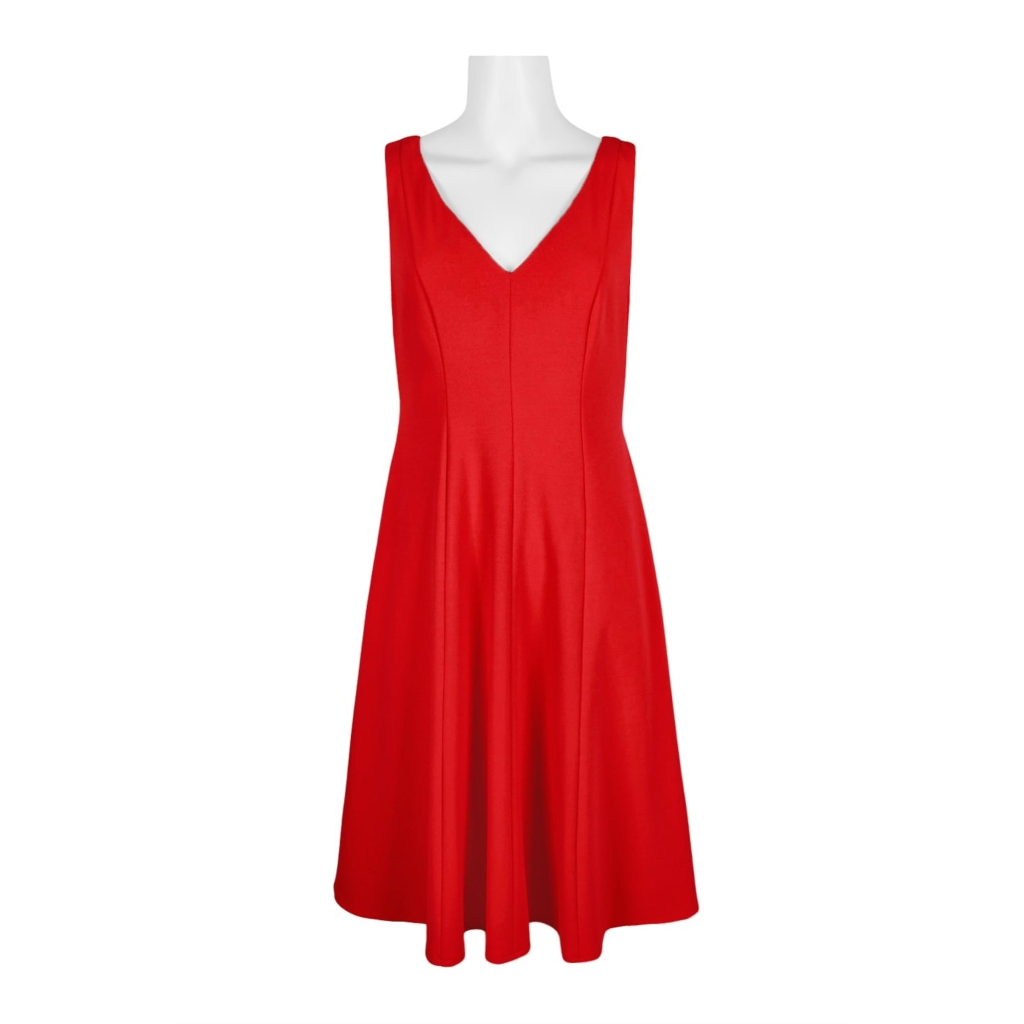 Donna Morgan Sleeveless Stretch Crepe V Neck Fit and Flare Dress Red Walmart
