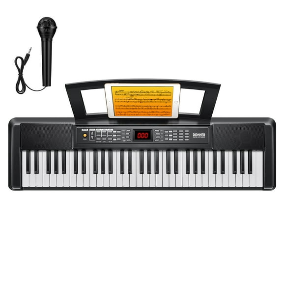 Donner DEK-100 61-Key Portable Digital Piano for Beginners, 128 Tones & Rhythms, Sustain Pedal, Auto Accompaniment, Lightweight & Compact