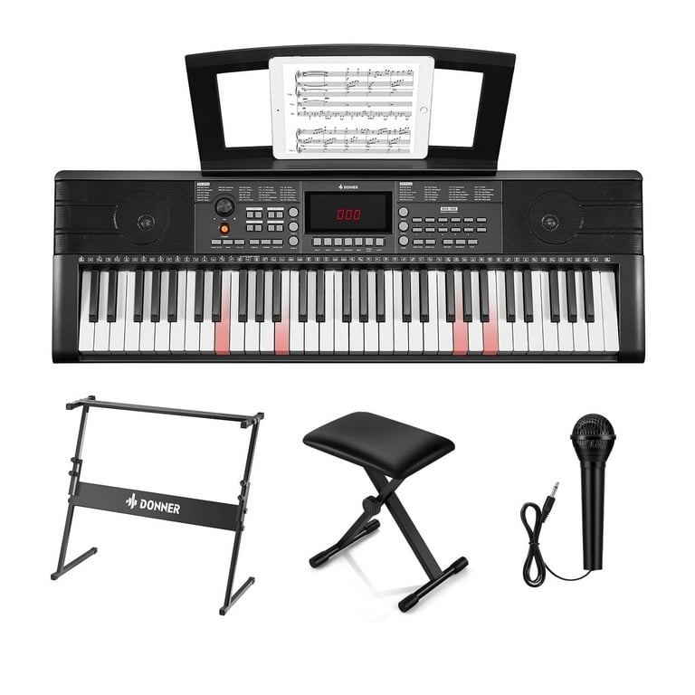 Donner DEK-300 61-Key LED Electronic Keyboard Piano with Stand