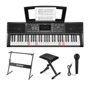 Donner DEK-300 61-Key LED Electronic Keyboard Piano with Interactive Light-Up Keys   All-in-One Bundle with Stand & Bench, 500 Timbres, 300 Rhythms, Teaching Mode for Beginners