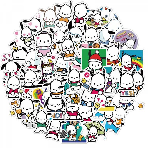 DONNGZAE 200 PCS Cute Sanrio Pochacco Cartoon Stickers for Kids Teens, Vinyl Waterproof Water Bottles Laptop Skateboard Stickers SLO526-0378