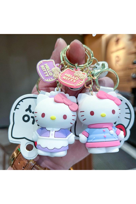 DONNGZAE 2Pcs Hello Kitty Cartoon Character Silicone Keychain - Cute Backpack Accessory and Ideal Holiday Gift SLO526-0529