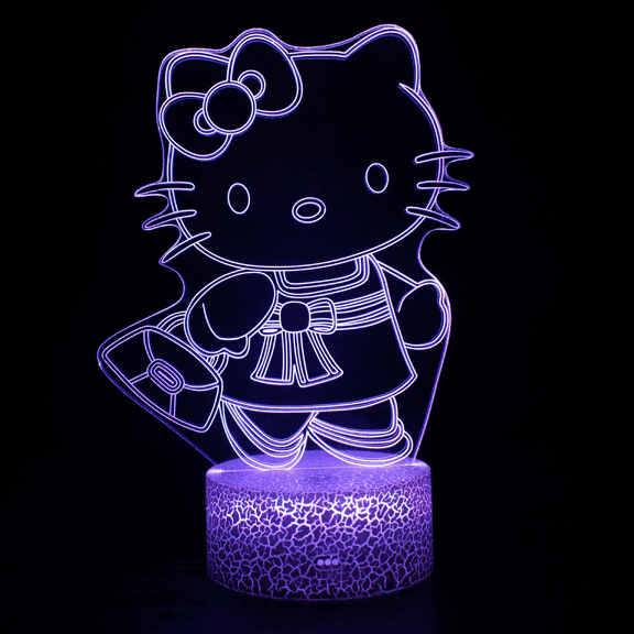 DONNGZAE 3D Night Light for Kids, Hello Kitty 3D Illusion Lamp with Remote & Smart Touch 16 Changeable Colors for Children's Room Decoration Christmas Birthday Gift SLO526-0079