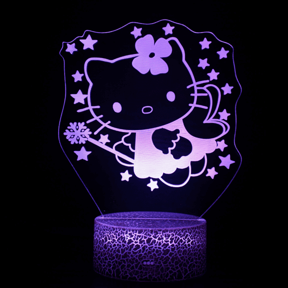 DONNGZAE 3D Night Light for Kids, Hello Kitty 3D Illusion Lamp with Remote & Smart Touch 16 Changeable Colors for Children's Room Decoration Christmas Birthday Gift SLO526-0106