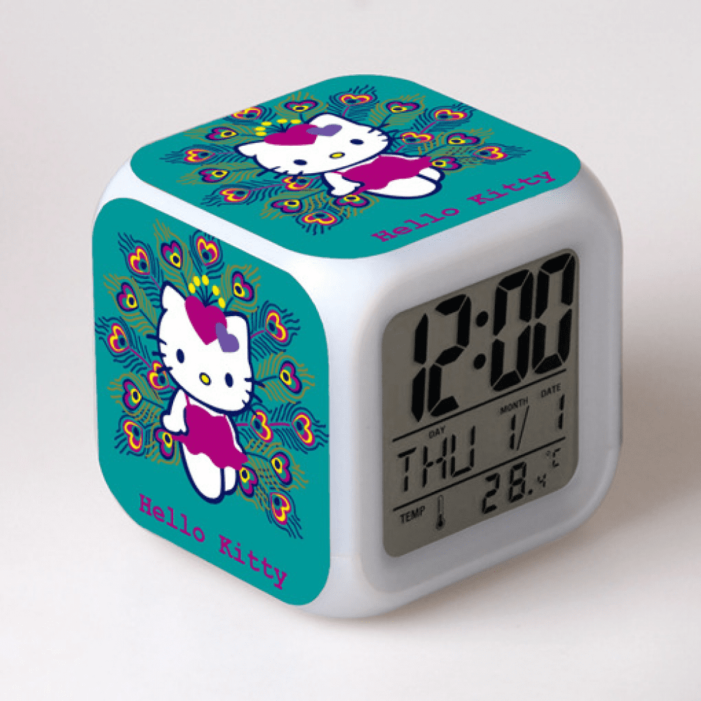 Hello Kitty Large Clock DONNGZAE LED Alarm Clock Hello Kitty Pattern Creative Desk Table Clock ...