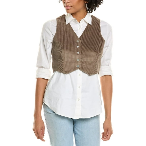 DONNI. womens  Cord Cropped Vest, xs, Grey