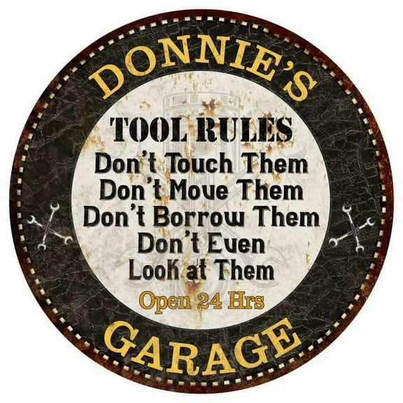 DONNIE'S Garage Rules 14" Round Metal Sign Garage Bar Wall Decor 100140013268