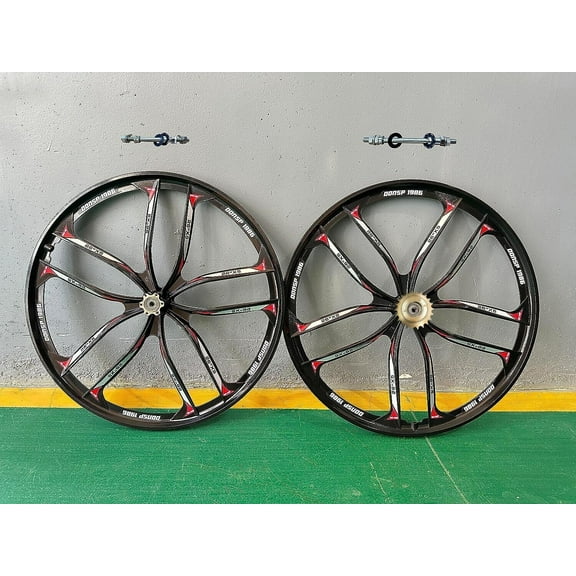 DONSP1986 26" 10 Spoke Mag Wheel Set Rims &22T Flywheel for MTB Road Cruiser Bike