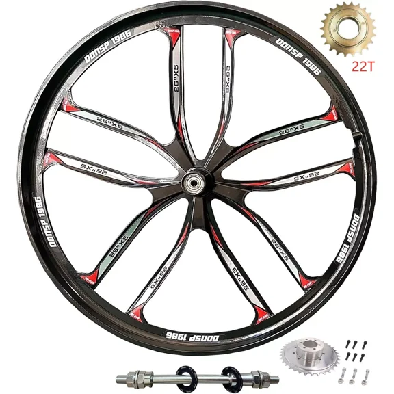 DONSP1986 26'' 10 Spokes Rear Mag Bike Wheel & 22T Freewheel &36T Sprocket and Adapter-MTB