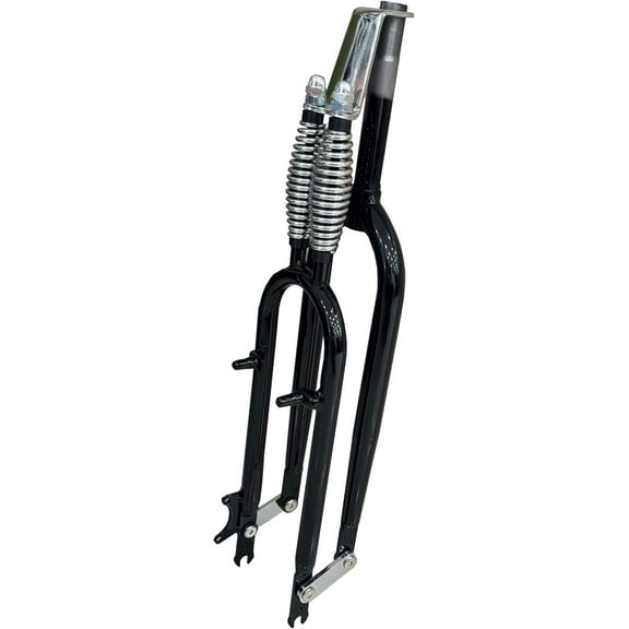 DONSP1986 26" Springer Fork 1" Threaded,Cruiser Chopper Bike Dual Spring Classical Fork(Black)