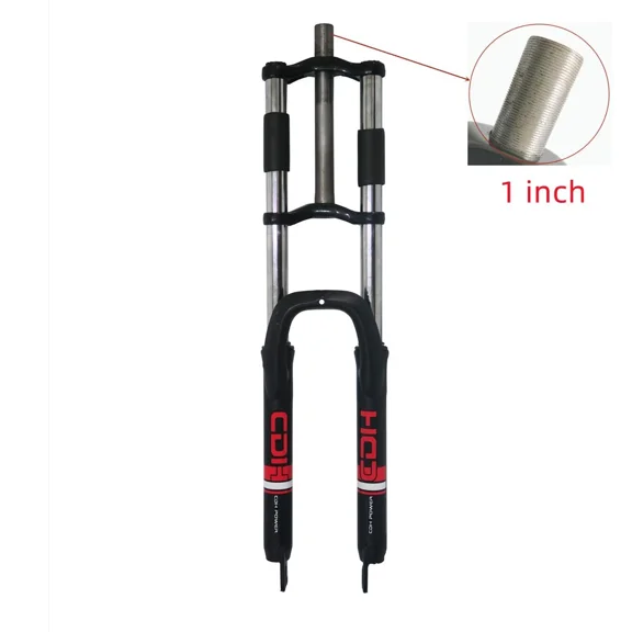 DONSP1986 26" Suspension Fork 1" Threaded 25.4mm Straight Tube Double Shoulder Triple Tree, Disc Brake, Black Bike Front Fork