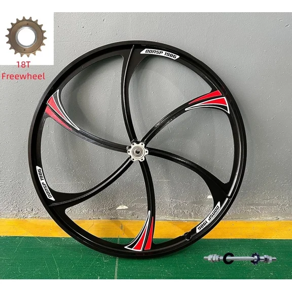 DONSP1986 26 inch Bike Rear Mag Wheel 120mm, 26" Magnesium Rear Wheel Rim (Black) Disc Brake & 18T Single Speed Freewheel for Beach Cruisers MTB Road Bicycle