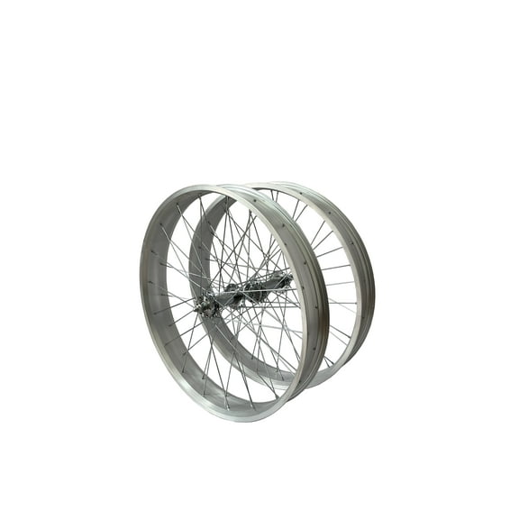 DONSP1986 26" x 4" Front and Rear Bicycle Wheel Set, Silver