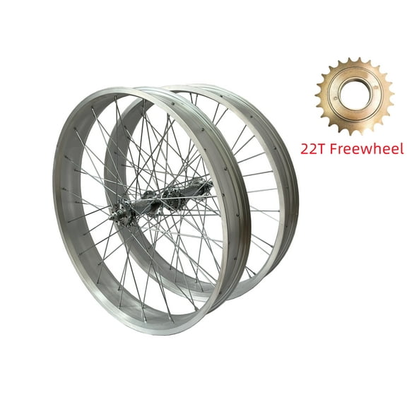 DONSP1986 26''x4'' Fat Tire Bike Rimset - 12G Spokes Wheelset Beach Cruiser Wheel & 22T Freewheel