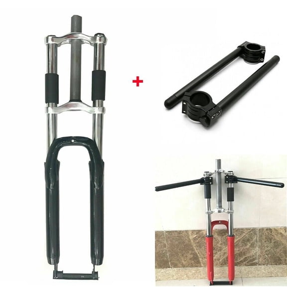 DONSP1986 Bicycle Fork 26" Triple Tree Suspension Fork (Black) & CNC Handle Bars