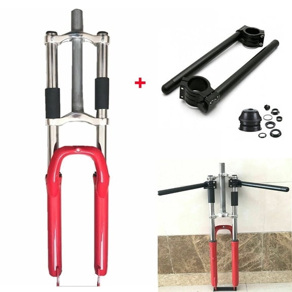 DONSP1986 Bicycle Fork 26" Triple Tree Suspension Fork(RED) & 29mm CNC Handle Bar