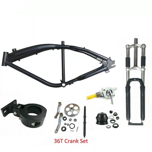 DONSP1986 Black Felt Faker Gas Bike Frame 3.4L & 36T Wide Crank & 26" Suspension Fork - Gas Motorized Bicycle