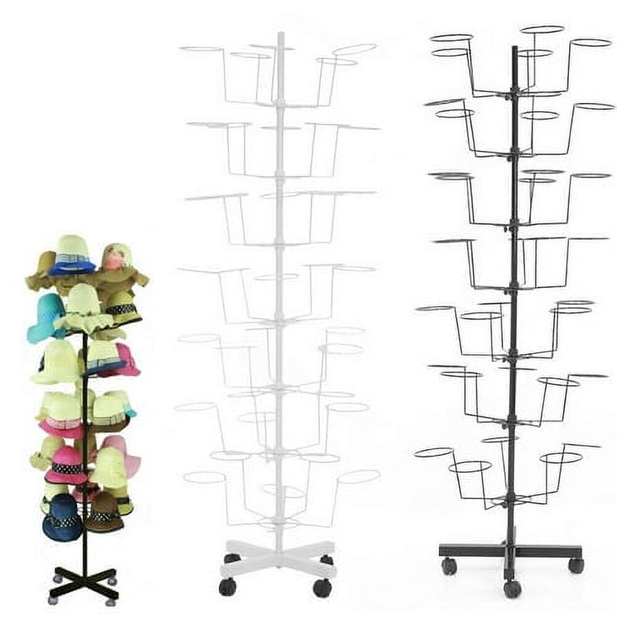 DONSU 7 Tier Hat Rack Stand for Retail 35 Hooks Rotating Hat Rack