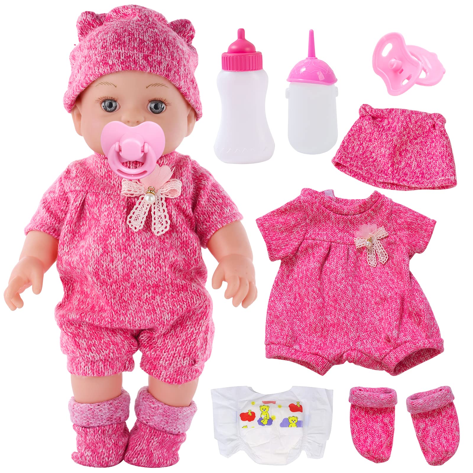 DONTNO 12 Inch Baby Doll with Clothes and Accessories, Reborn Alive ...
