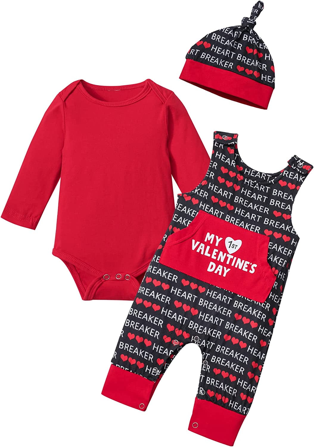 DONWEN Baby Boy Valentines Day Outfit My First Valentines Day Cotton