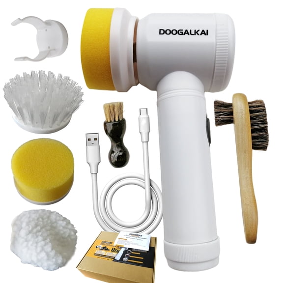 DOOGALKAI Electric Shoe Shine Kit with USB Charging, Polisher Brush, Dust Cleaner & Replaceable Brush Heads