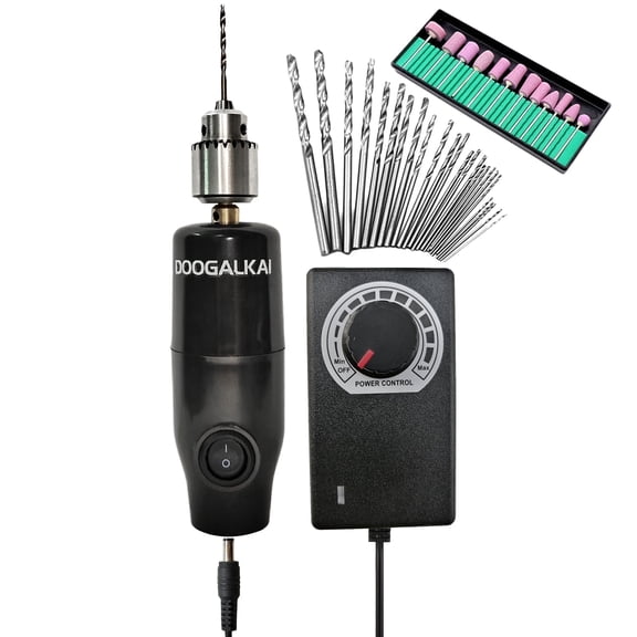 DOOGALKAI Mini Adjustable Speed Electric Drill Grinding Polisher Kit with 37PCS Accessories Drill Bit,for Electrical Repair DIY Precision Micro Operation