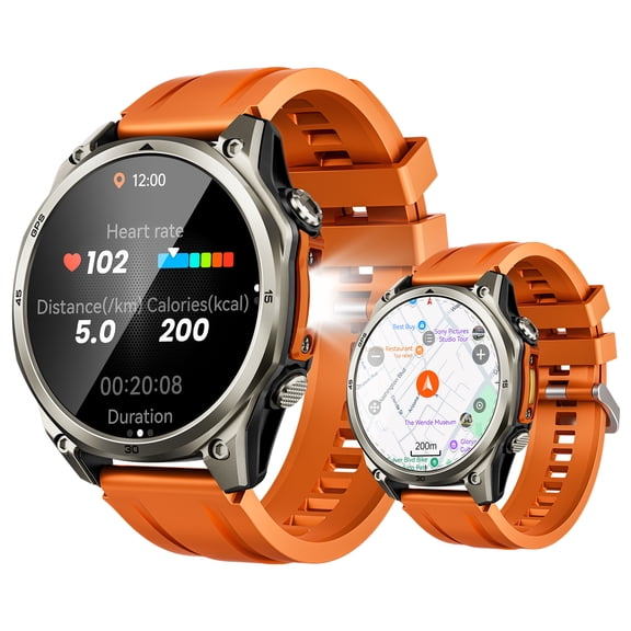 DOOGEE Anywise W1 Pro Mens Smart Watch, 5ATM Dual-Band GPS Offline Maps,1.43" Fitness Smartwatches for Android Phone/iPhone Compatible,170+ Sports Modes, Answer/Make Calls/12 Days Battery/2 Strap