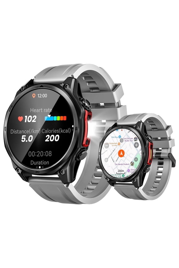 Anywise W1 Pro Smartwatch, 1.43" AMOLED Display, Dual-Band GPS and Offline Maps, Bluetooth Calling, 5ATM Waterproof Fitness Tracker, 170 Sports Modes for Android and iPhone