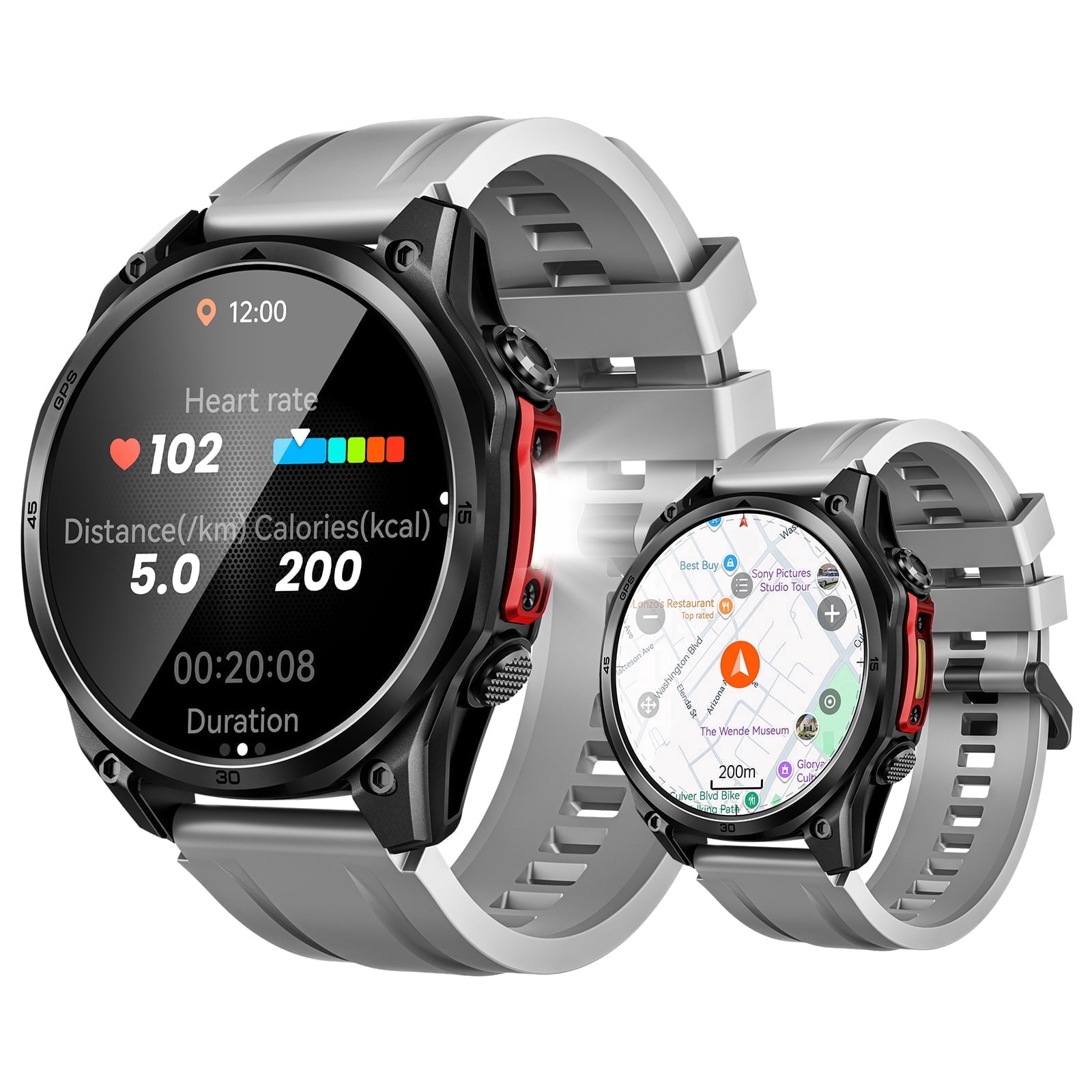 DOOGEE Anywise W1 Pro Mens Smart Watch, 5ATM Dual-Band GPS Offline Maps,1.43" Fitness Smartwatches for Android Phone/iPhone Compatible,170+ Sports Modes, Answer/Make Calls/12 Days Battery/2 Strap