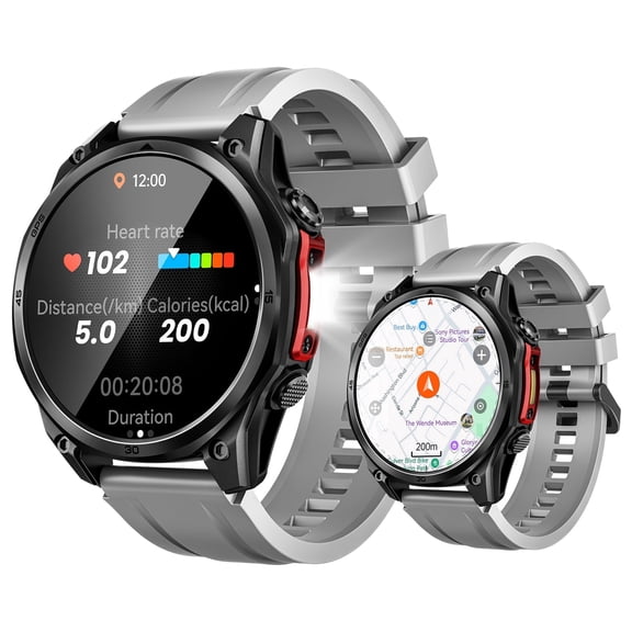 DOOGEE Anywise W1 Pro Mens Smart Watch, 5ATM Dual-Band GPS Offline Maps,1.43" Fitness Smartwatches for Android Phone/iPhone Compatible,170+ Sports Modes, Answer/Make Calls/12 Days Battery/2 Strap